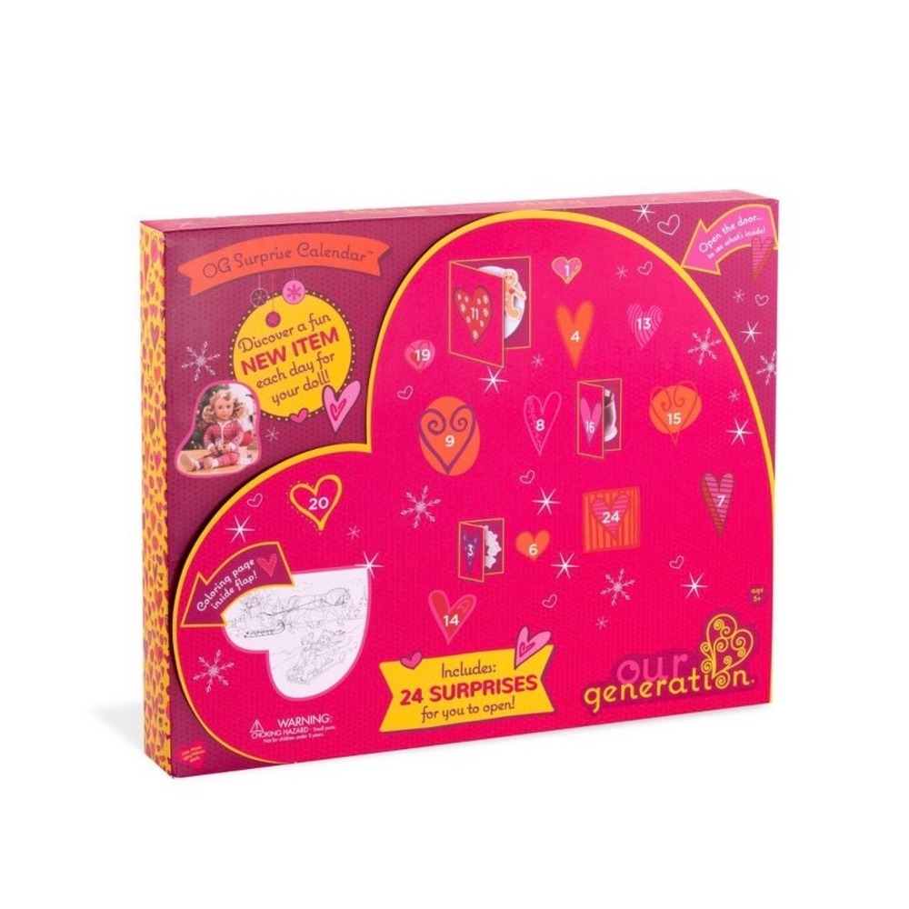 Our Generation Surprise Advent Calendar Holiday Christmas 18in Doll Pink NEW